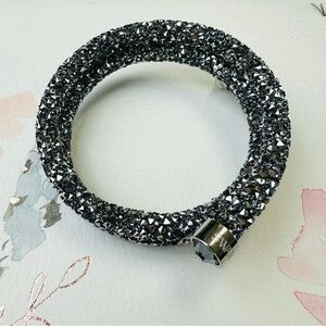 Swarovski Crystal dust coil bangle crystal light chrome